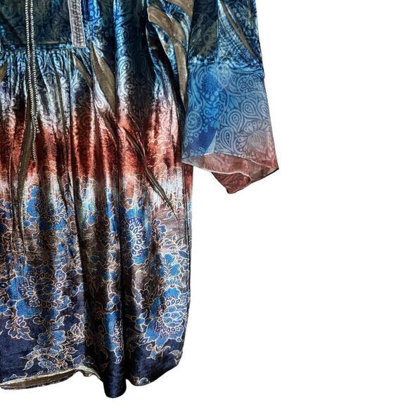 One World Live and Let Live Top Womens 1X Multicolor Boho Print Stretch Blouse - Picture 5 of 10